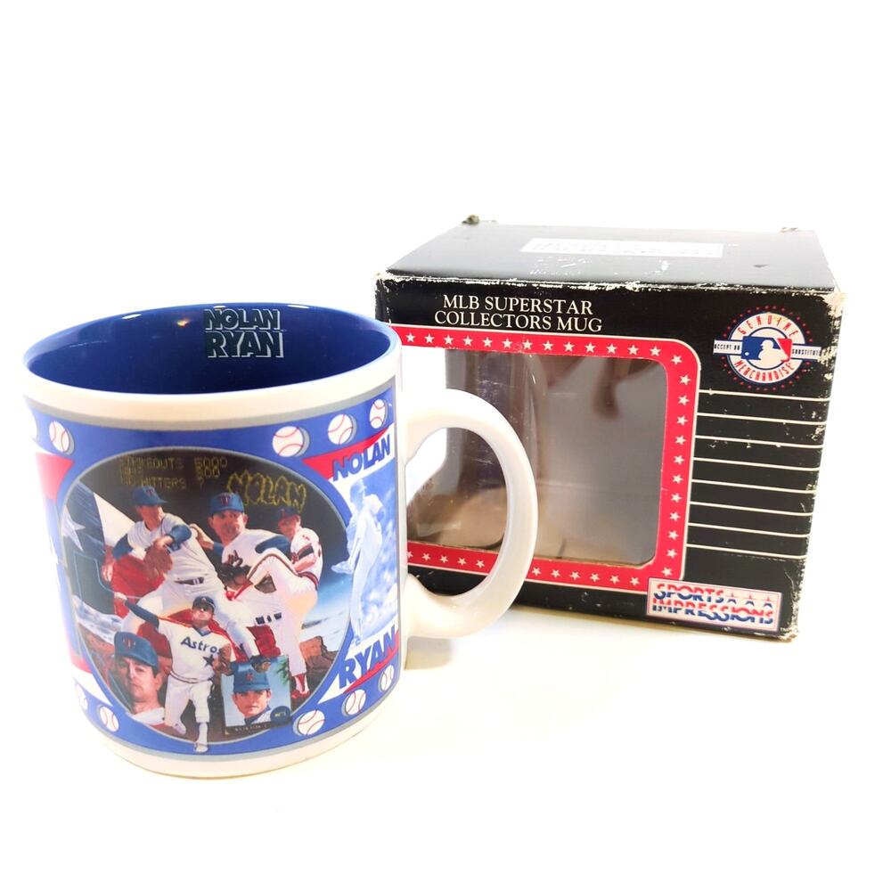 1993 Nolan Ryan Sports Impressions Ceramic Mug - MLB - With Box - GOOD